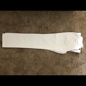 YSL distressed All white Jeans